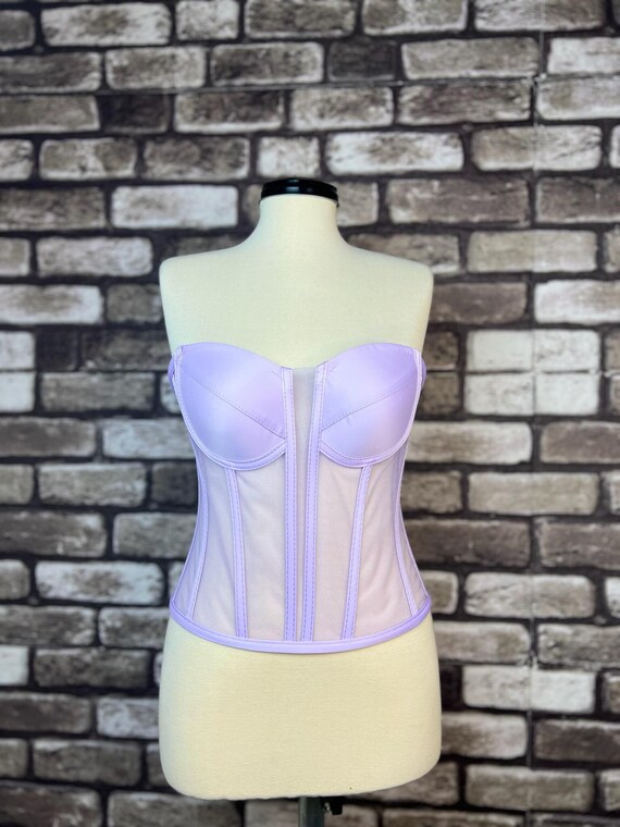 Corset Transparent, Lilac color wedding corset, firming corset, bridal bustier, corset top pattern, corset bustier, vintage handmade.