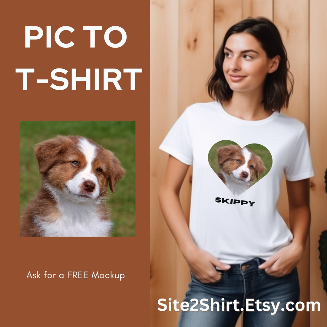 Pet Photo Heart Shirt, Custom Pet Face Shirt, Custom Dog Shirt, Personalized Pet Tshirt, Custom