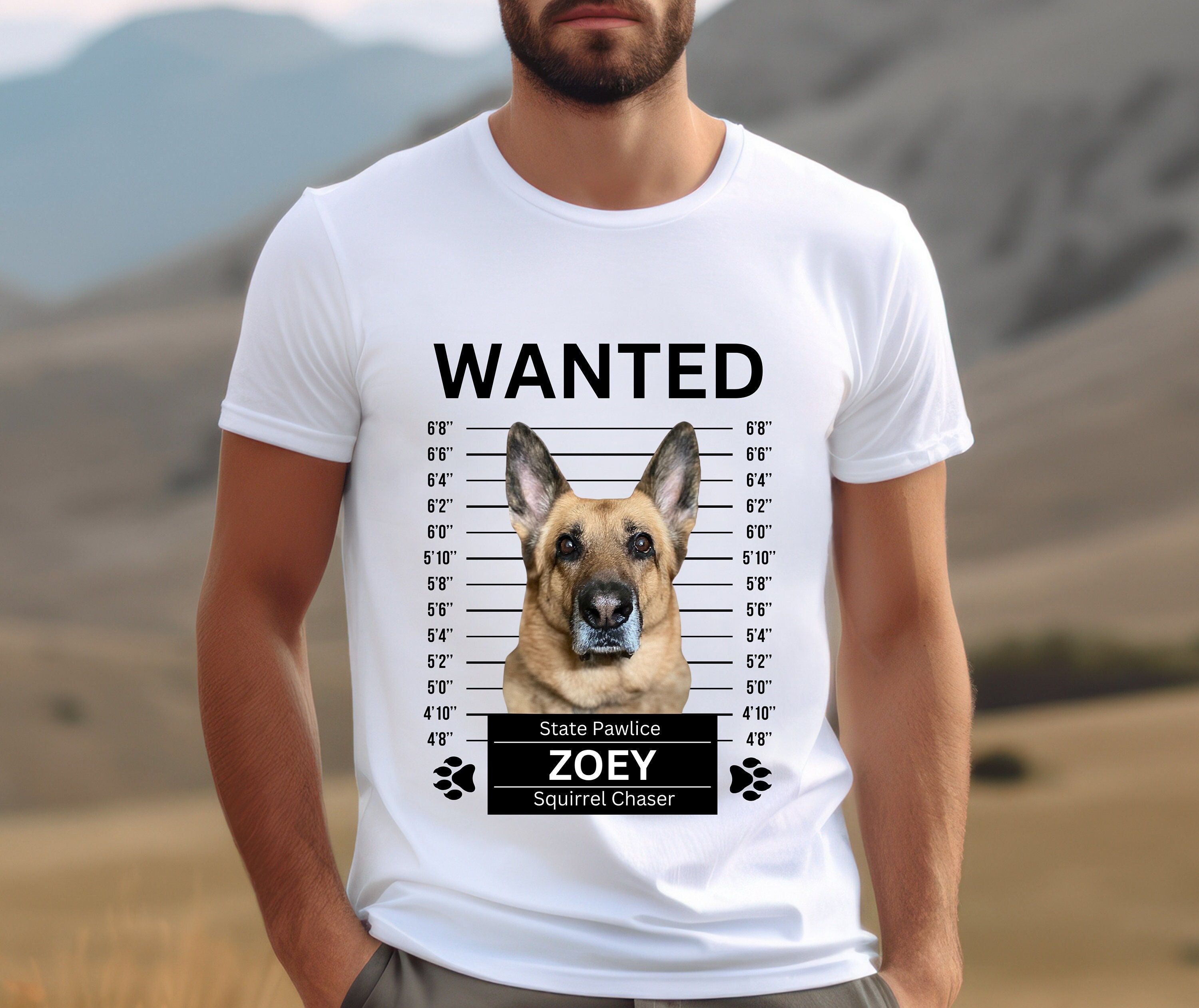 Custom Dog T Shirt, Personalized Pet Tshirt, Wanted Pet Face on Shirt