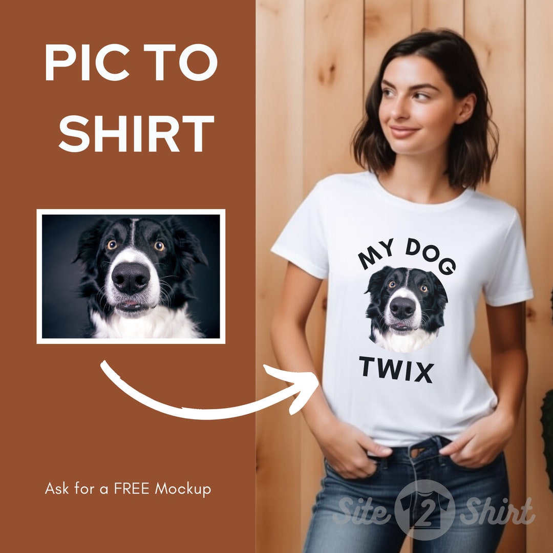 Custom Pet Portrait Tee, My Dogs Face on Shirt, Picture to Shirt of My Pet, Add My Pet to T