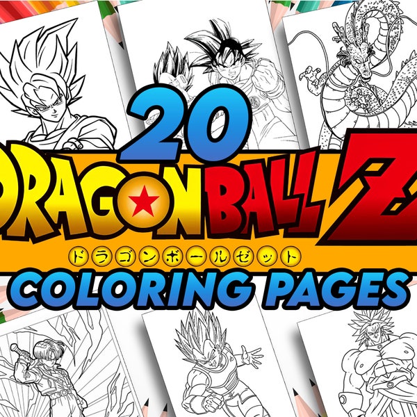 20 DRAGONBALL Z Coloring Pages, A4 PDF Format Coloring Book For Kids, Kid Coloring Pages, PDF Printable Coloring Pages, Anime Coloring Pages