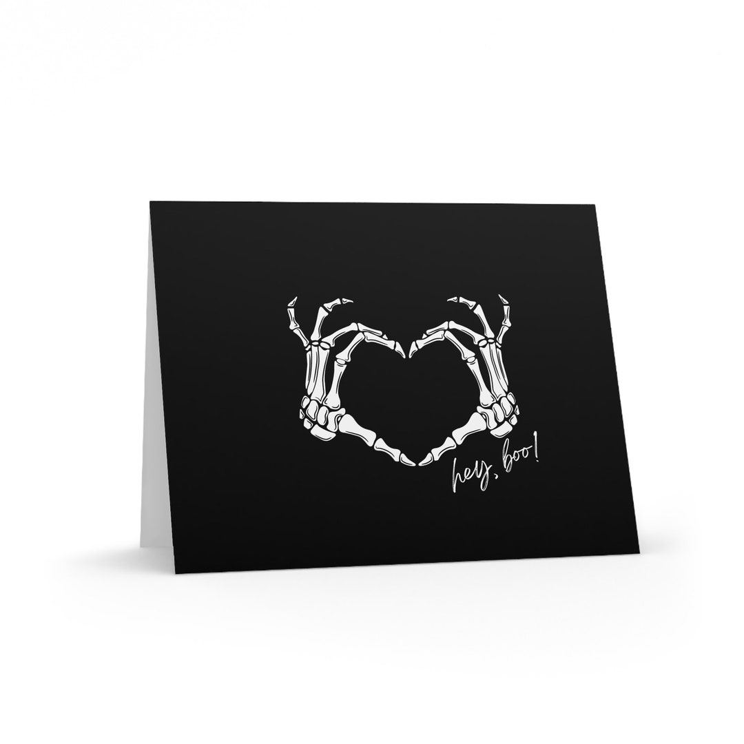 Hey Boo Skeleton Hey Boo Blank Note Card, Skeleton Hand, Gothic, Goth, Punk, Halloween ...