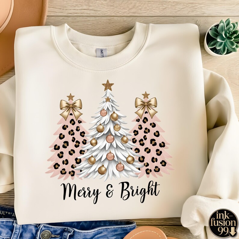Leopard Christmas Trees PNG, Merry & Bright Clipart - Etsy