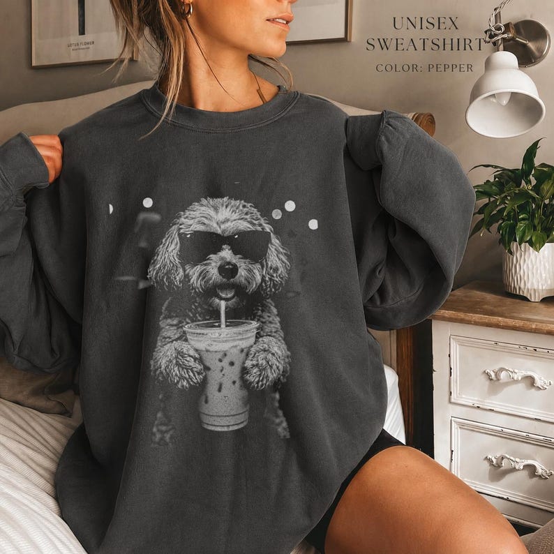 Cockapoo Iced Coffee Shirt, Doodle Dog Mom Comfort Colors Tee image 17