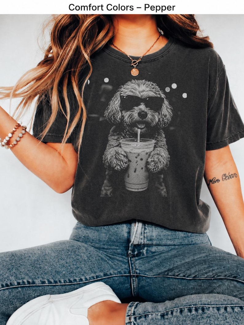 Cockapoo Iced Coffee Shirt, Doodle Dog Mom Comfort Colors Tee image 15