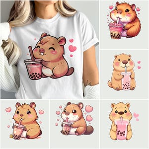 Capybara Bubble Tea PNG Bundle: Kawaii Anime Designs (Digital Download, Personal Use Only)