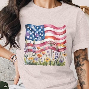 American Flag Flowers PNG: Patriotic Sublimation Design (Digital Download)