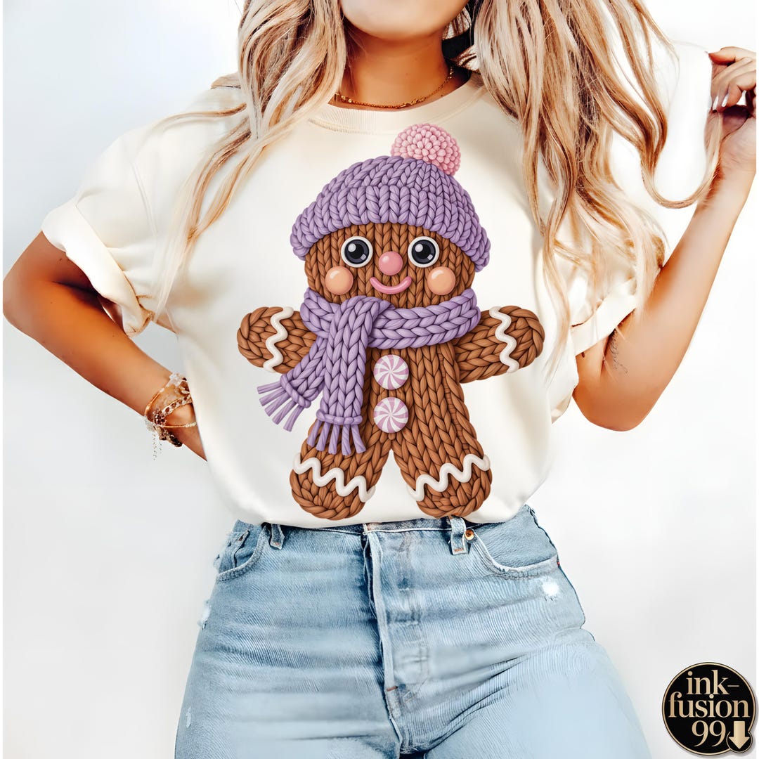 Cute Gingerbread PNG, Faux Yarn Christmas Gingerbread Clipart, Chunky ...