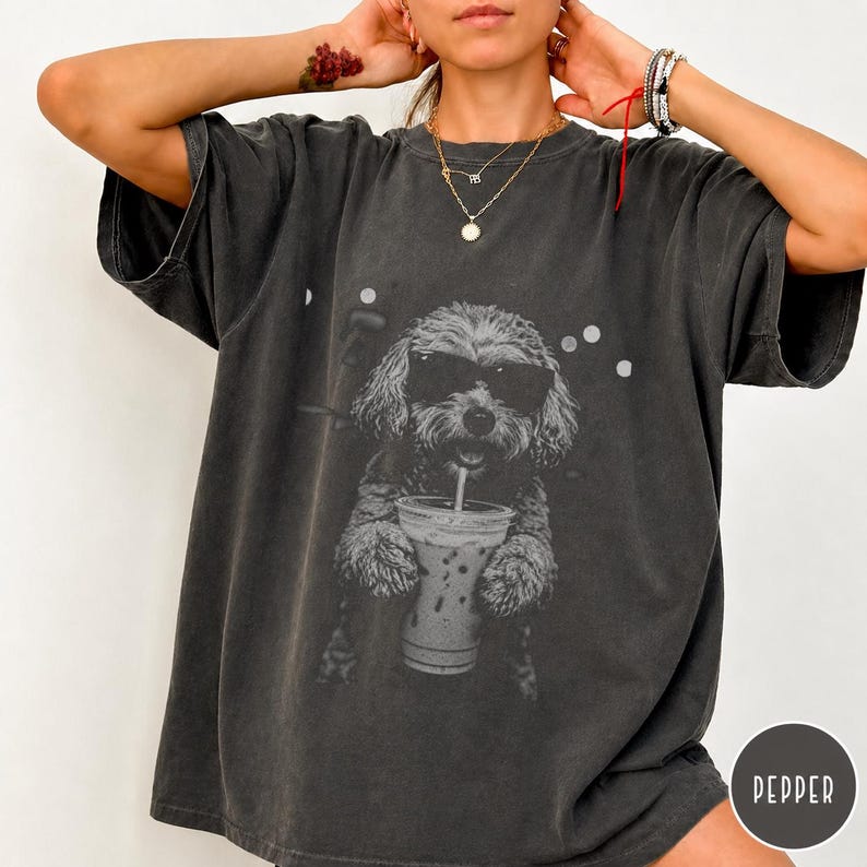 Cockapoo Iced Coffee Shirt, Doodle Dog Mom Comfort Colors Tee image 13
