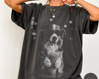 Aussie Iced Coffee Shirt, Australian Shepherd Gift, Coffee Lover Dog Mom Tee, Funny Aussie Owner Shirt