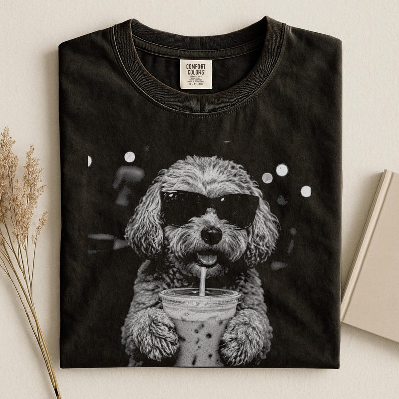 Cockapoo Iced Coffee Shirt, Doodle Dog Mom Comfort Colors Tee image 3