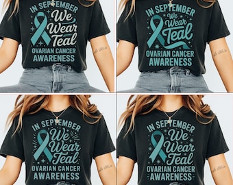 We September We Wear Teal PNG, projekt cyfrowej sublimacji wstążki z okazji świadomości raka jajnika