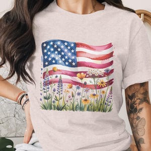 American Flag Flowers PNG: Patriotic Sublimation Design (Digital Download)