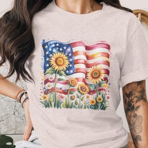 American Flag Flowers PNG: Patriotic Sublimation Design (Digital Download)