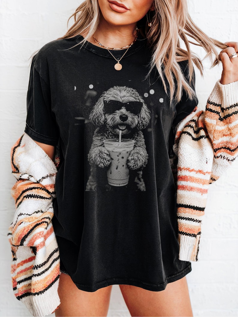 Cockapoo Iced Coffee Shirt, Doodle Dog Mom Comfort Colors Tee image 5