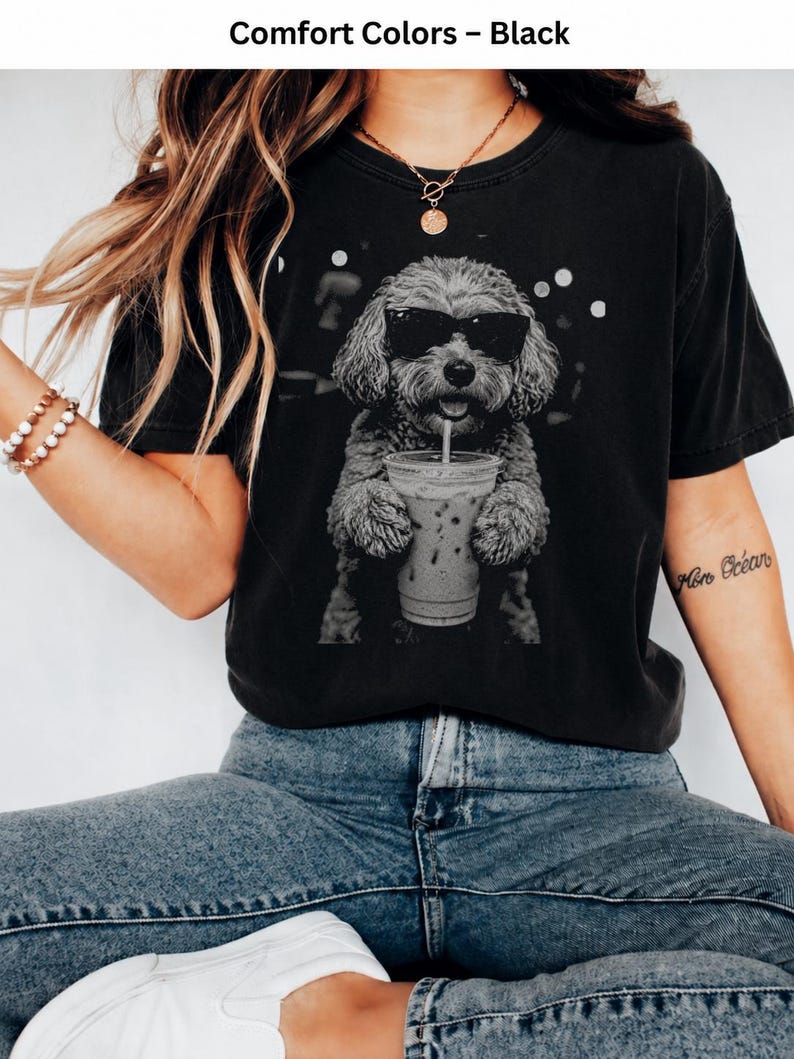 Cockapoo Iced Coffee Shirt, Doodle Dog Mom Comfort Colors Tee image 2