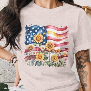 American Flag Flowers PNG: Patriotic Sublimation Design (Digital Download)