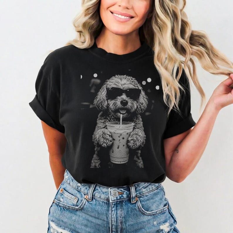 Cockapoo Iced Coffee Shirt, Doodle Dog Mom Comfort Colors Tee image 8