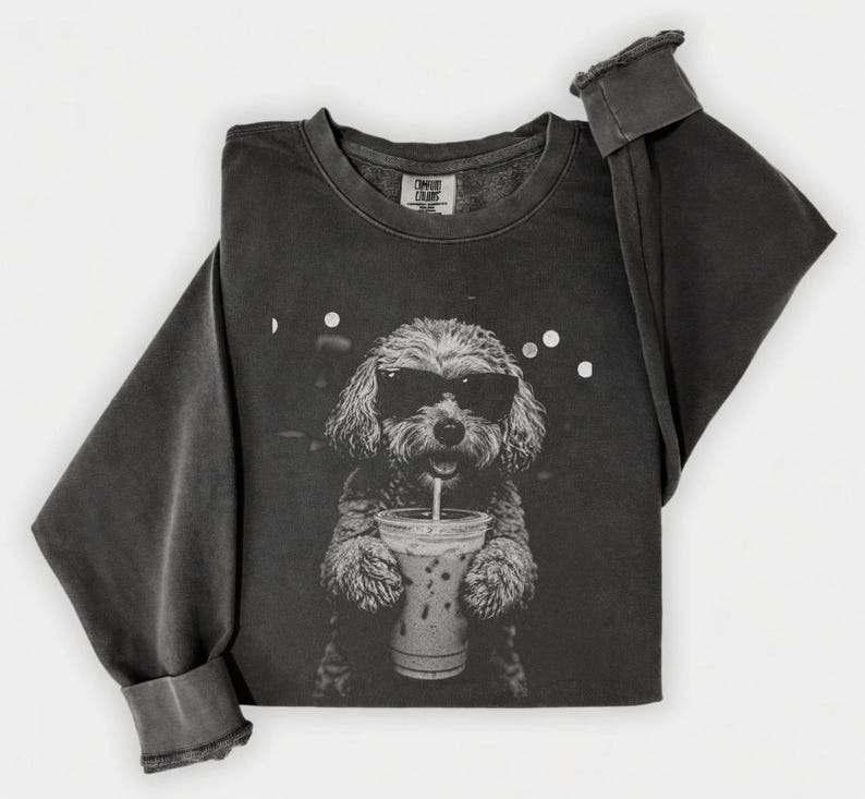 Cockapoo Iced Coffee Shirt, Doodle Dog Mom Comfort Colors Tee image 7