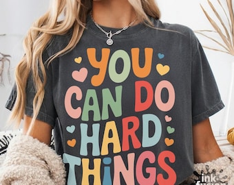 PNG retro "Puedes hacer cosas difíciles": Tipografía genial (descarga digital)