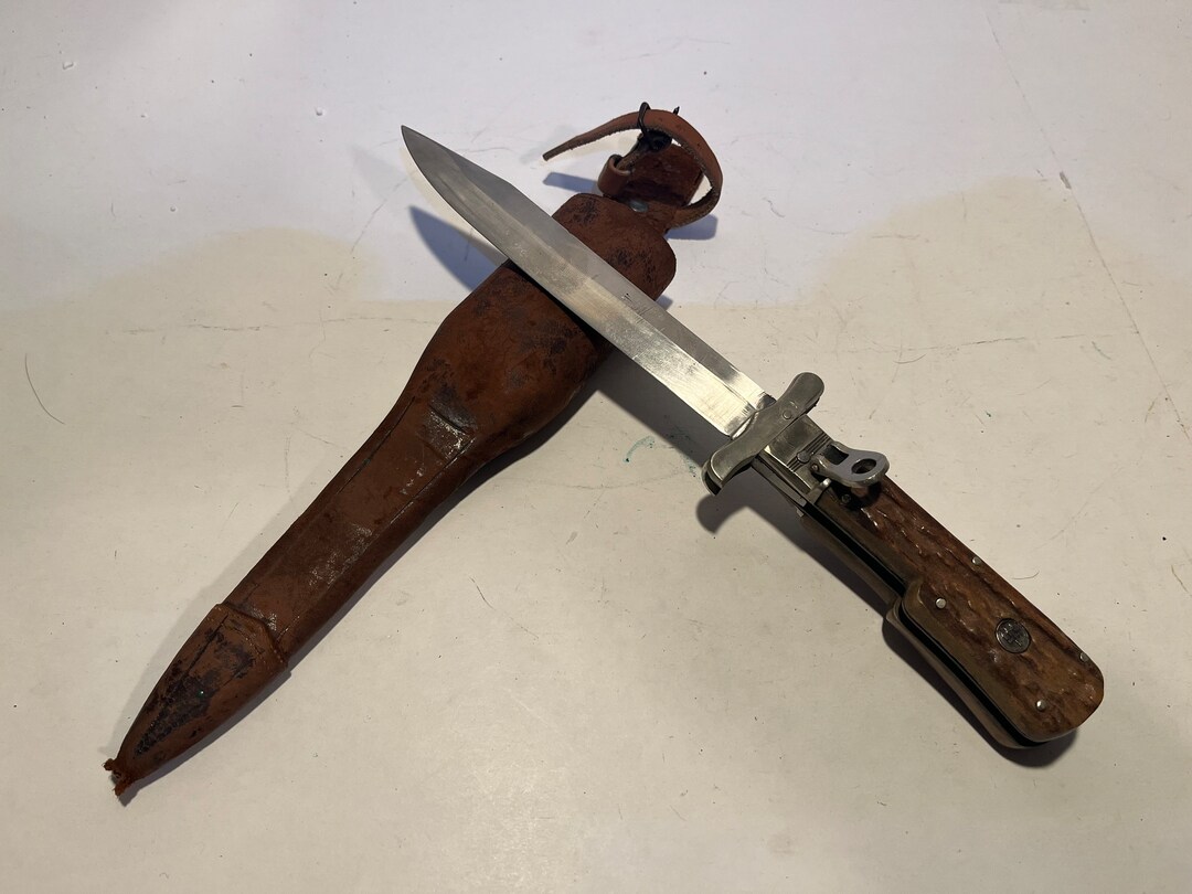 Vintage German Ed Wusthof Stag Folding Bowie Hunting Knife Etsy