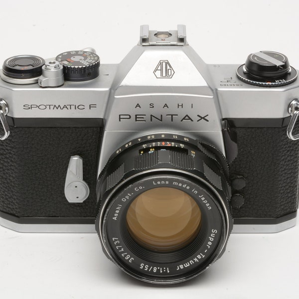 Pentax Spotmatic F SP F Chrome Body w/S. Takumar 55mm F1.8 lens, new seals, Nice!