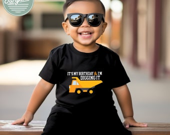 Birthday Digger Toddler T-shirt I Construction Kids Shirt I Tradie Children I Graphic Tee Kids I