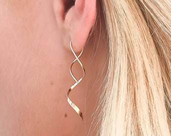 18K Gold And Silver Plated Simple Threader Earrings