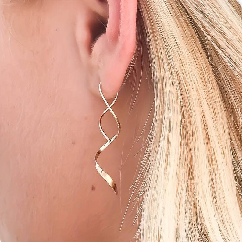 18K Gold And Silver Plated Simple Threader Earrings afbeelding 1