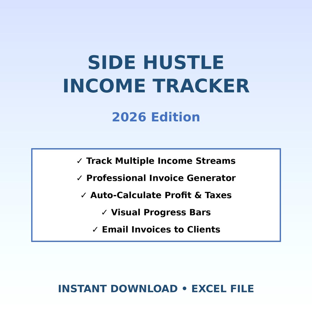 Side Hustle Income Tracker: Excel Budget Spreadsheet (digital Download ...