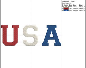USA Hat design for machine embroidery