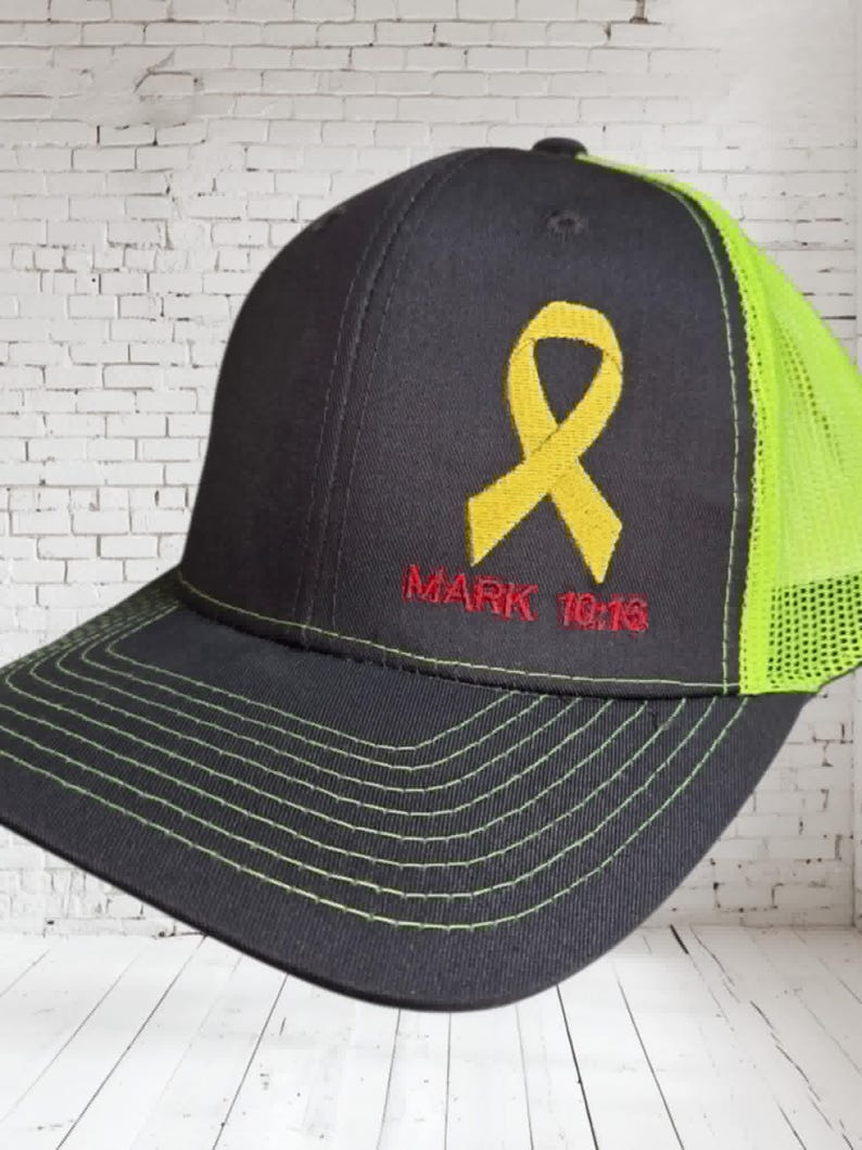 CHILDHOOD CANCER MARK 10 16 Hat Design for Machine Embroidery - Etsy