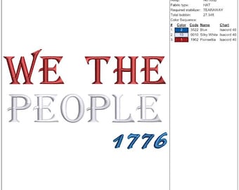 Vi folket 1776 Hattdesign för maskinbroderi