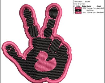 Offroad hand wave with duck Hat embroidery design