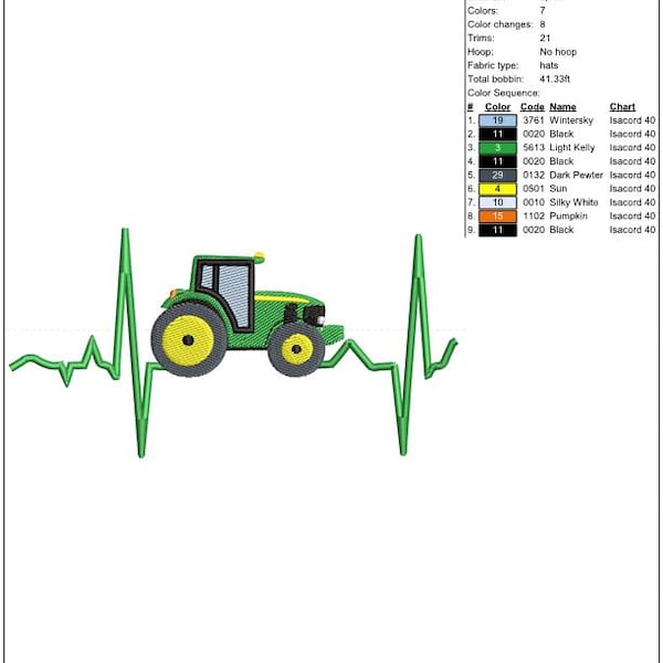 Tractor lifeline machine Embroidery design for hats