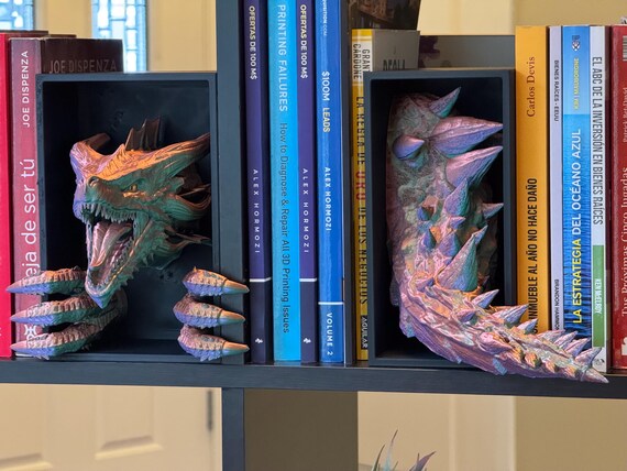 Dragon Book Nook: 3D Printed Whimsical Bookshelf Decor - Etsy