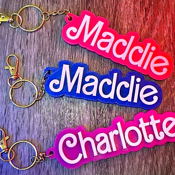 Personalized Two-Tone Keychain, Custom Colors & Text, 3D Printed Bag Charm/Key Ring/Name Tag, Perfect Gift for Any Occasion