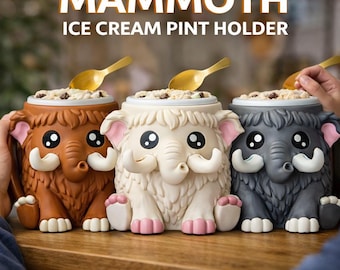 Mammoth Ice Cream Pint Holder – Cute 3D Printed Ice Cream Cozy | Keeps Hands Warm & Dry | Fun Gift for Ice Cream Lovers