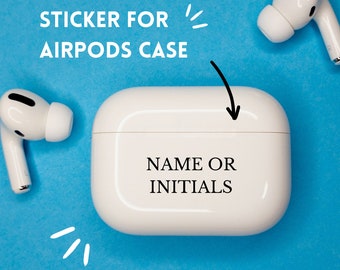 AirPods Pro Case Sticker Decal Personalised - First Name & Initials Only - Permanent Vinyl Custom Gift For Laptops Electronics Headphones