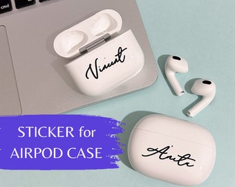 Personalised AirPod Pro Sticker Decal For Your Case - First Name & Initials Only - Permanent Vinyl Custom Gift For Laptops Electronics +More