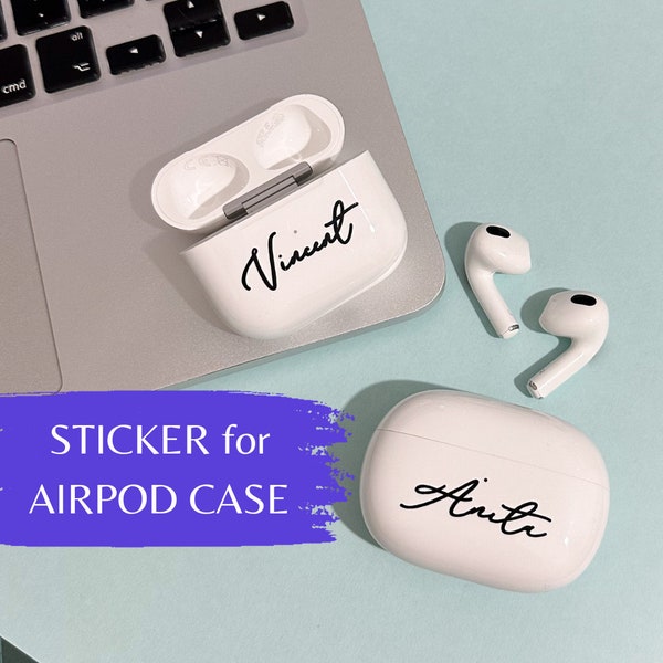 Personalised AirPod Pro Sticker Decal For Your Case - First Name & Initials Only - Permanent Vinyl Custom Gift For Laptops Electronics +More