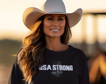 USA Strong American Flag Sweatshirt USA Strong USA Flag Sweatshirt Usa Strong Unite American Flag Sweatshirt Usa Strong Christian cross  Usa