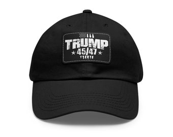 Trump 45/47 Hat: Leather Patch, Bio-Washed Chino Twill