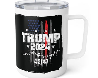 Trump MAGA 2024 Insulated Travel Mug: 10oz Stainless Steel