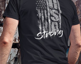 USA STRONG Flag T-Shirt -  Unisex Jersey Short Sleeve T-Shirt