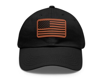 American Flag Hat: Faux Leather Patch USA Cap