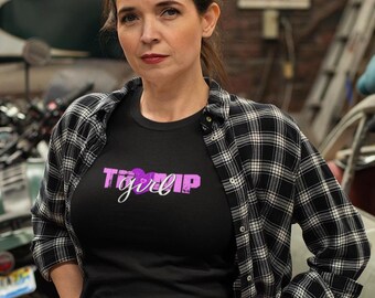 Trump Girl Tee Shirt Trump Loves Girl T-Shirt Trump Girl T Shirt Bubble Gum Pink Black and White Trump Loves Women Tee Trump Hearts Girl Tee