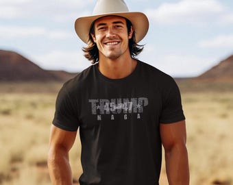 Trump MAGA 45/47 MAGA US Flag T-Shirt Printed Front & Back Unisex Short Sleeve Trump Maga 45 47 American Flag Tee Trump Maga 45-47 Gift Tee