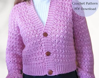 Primrose Häkelanleitung, Cardigan mit Knöpfen (Digitaler Download)