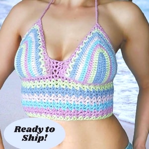 Crochet Crop Top, Handmade Festival Top, Boho Crochet Top, Crochet Rainbow Bralette, Pride Top